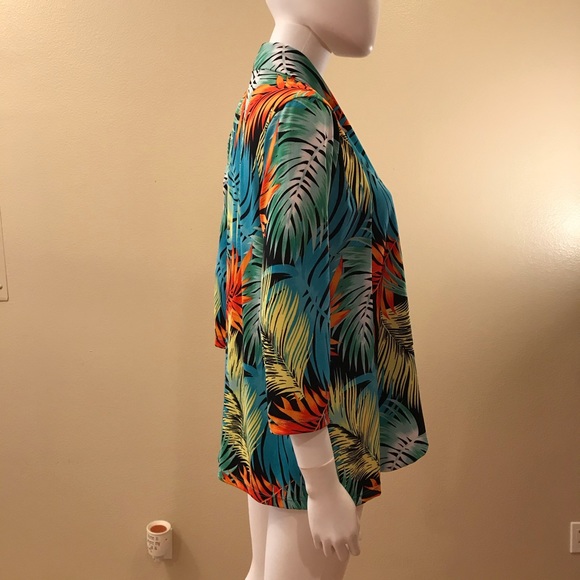 Slinky Brand Drape Open Front Jacket Tropical - Picture 7 of 13